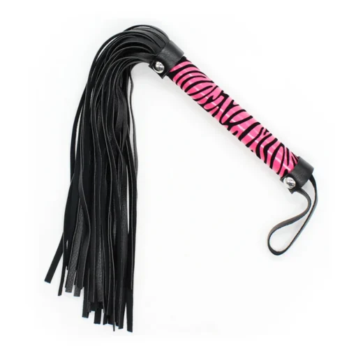Leopard flogger 38cm Black/Pink