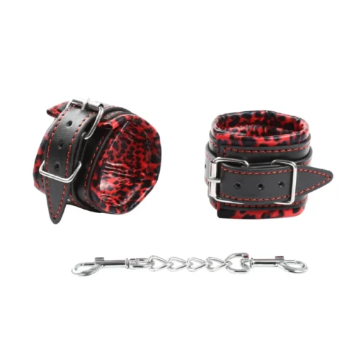 Wrist Restraints Leopard Red Black