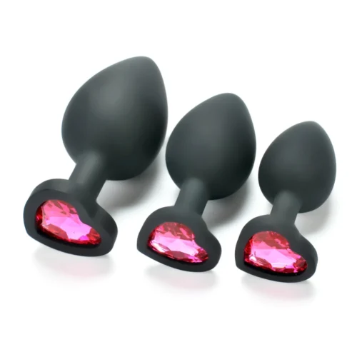 Silicone Heart Black Hot Pink